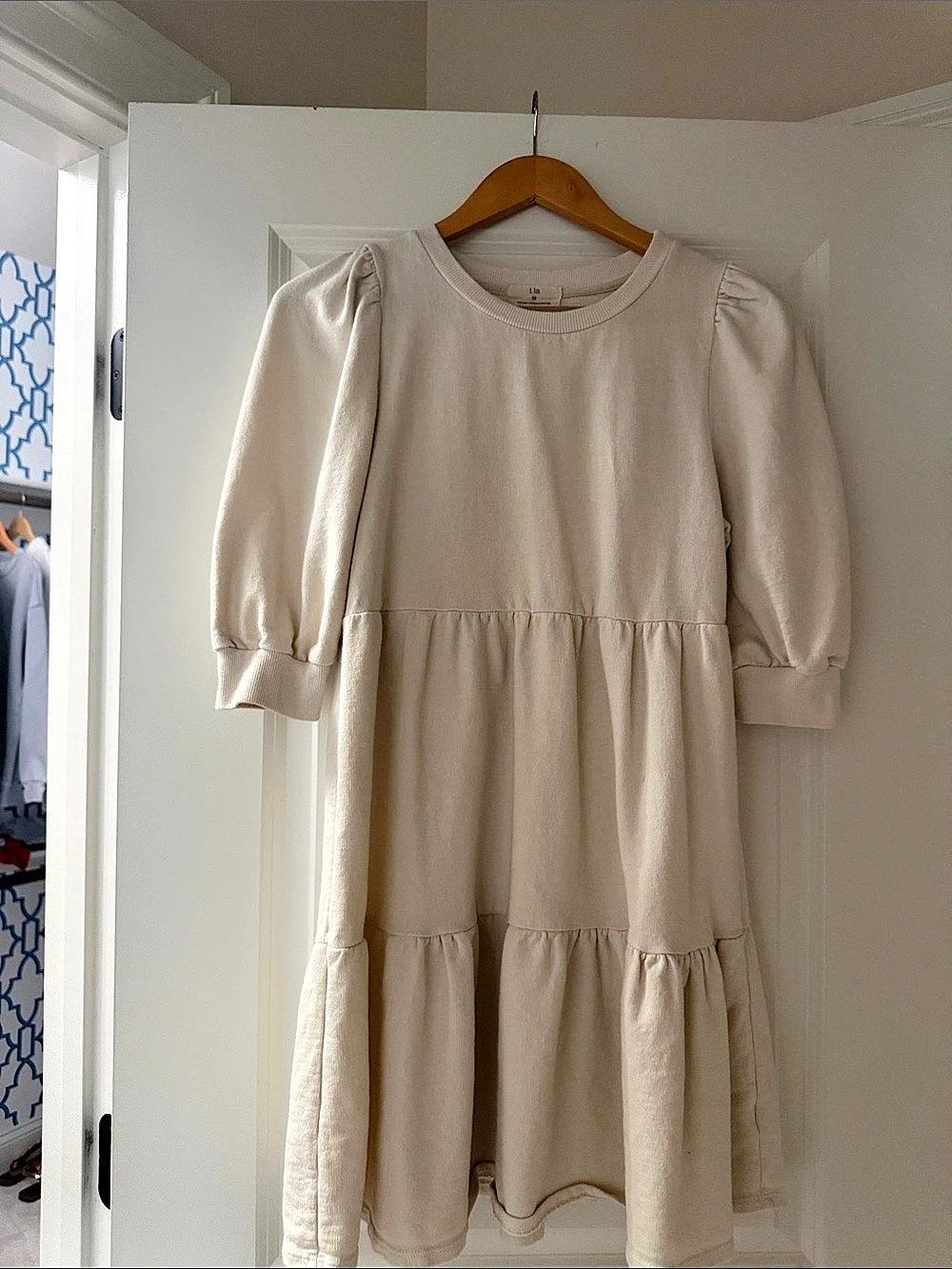 t.la Savannah Puffed Sleeves Sweatshirt Dress in Cream